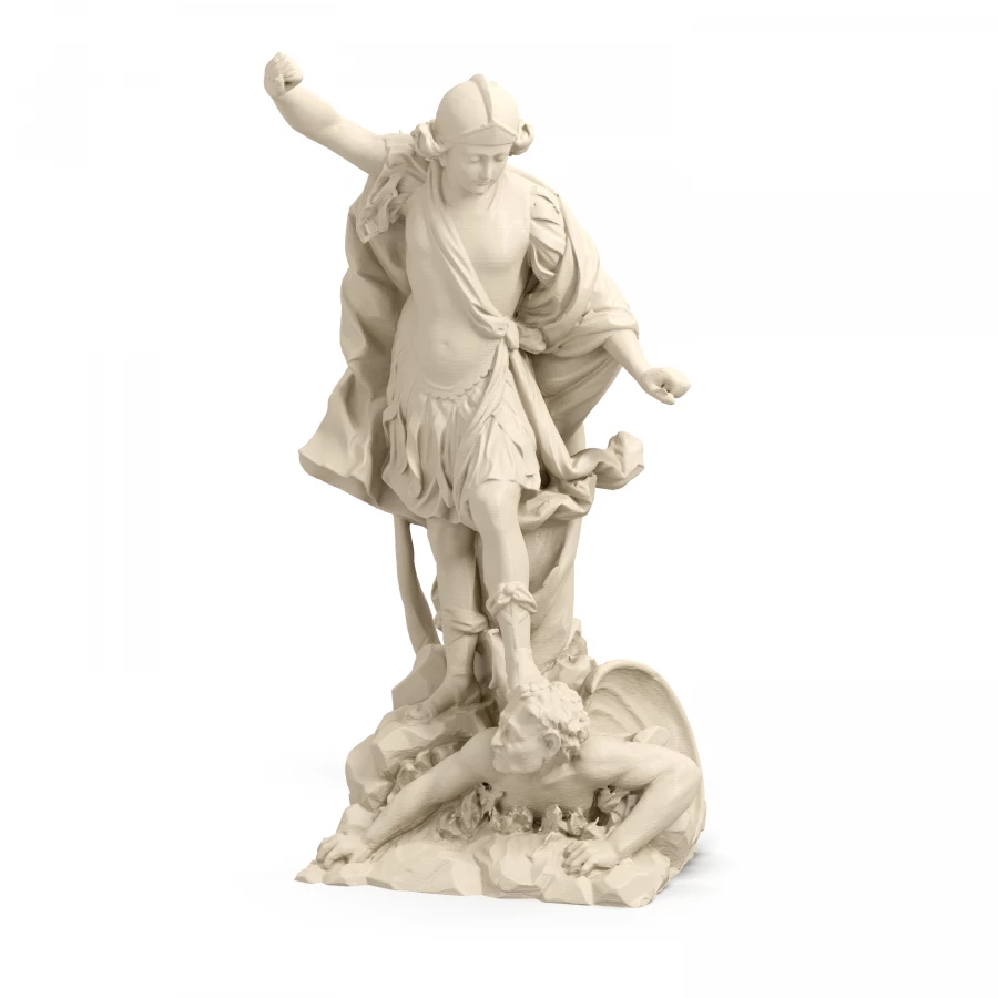Saint Michael vanquishing the devil in Light Ivory