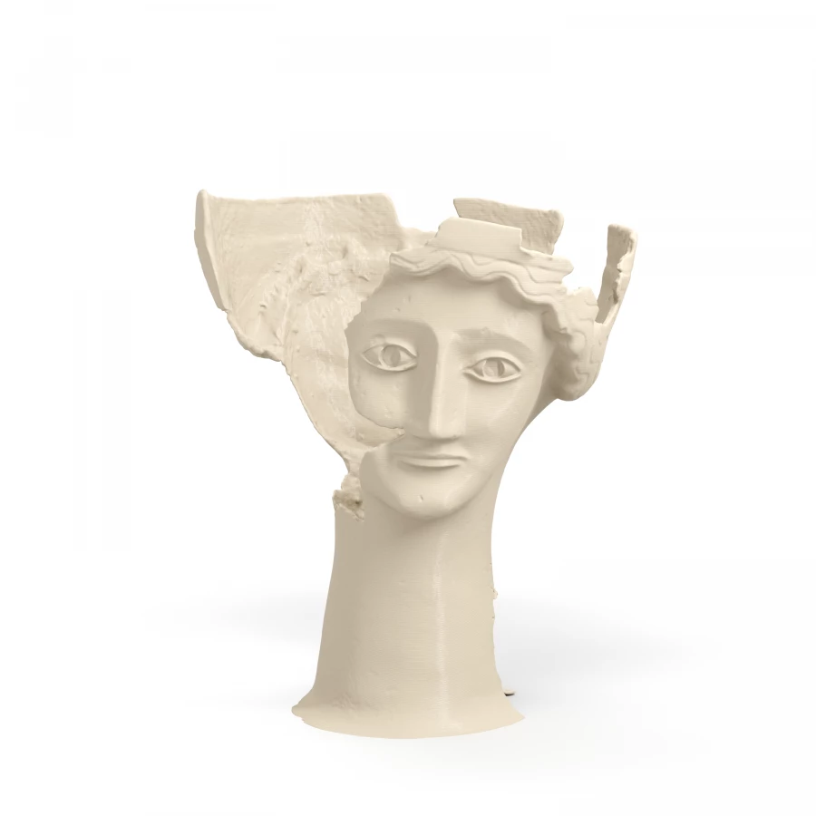Phoenician Double Headed Vase of a Woman in Light Ivory