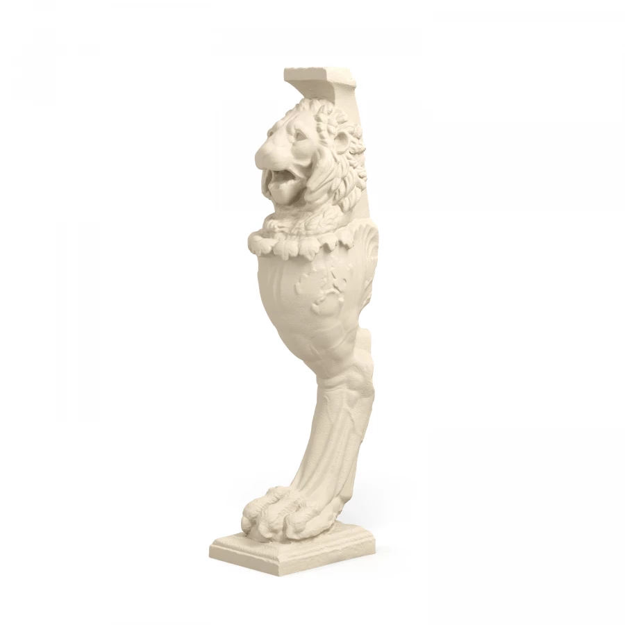 Trapezophoros with a lion's head in Light Ivory