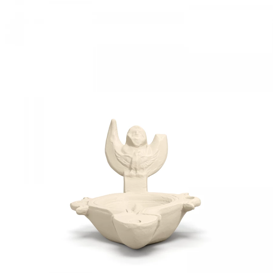 Roman oil lamp sculpture in Light Ivory